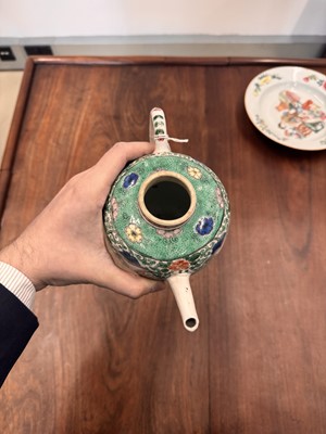 Lot 23 - A Chinese famille-verte 'floral' teapot, Qing dynasty, Kangxi period