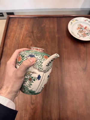 Lot 23 - A Chinese famille-verte 'floral' teapot, Qing dynasty, Kangxi period