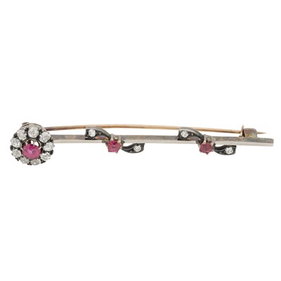 Lot 59 - A Victorian ruby and diamond flower brooch