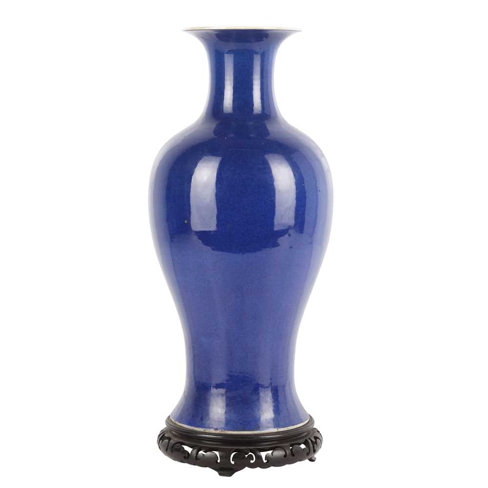 Lot 73 - A Chinese powder-blue-glazed baluster vase, Qing dynasty, 18th/19th century
