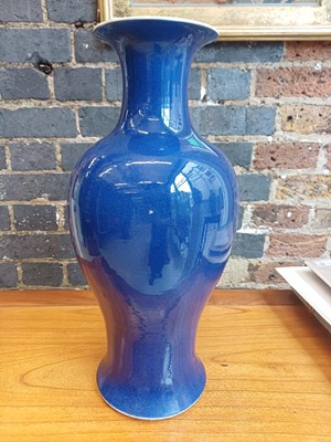 Lot 73 - A Chinese powder-blue-glazed baluster vase, Qing dynasty, 18th/19th century