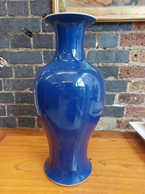 Lot 73 - A Chinese powder-blue-glazed baluster vase, Qing dynasty, 18th/19th century