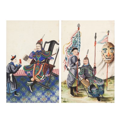 Lot 712 - Two Chinese 'campaign' pith paper paintings, Chinese School, 19th century