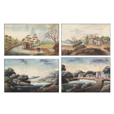 Lot 707 - Four Chinese 'landscape' pith paper paintings, Chinese School, 19th century