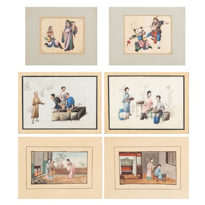 Lot 713 - Six Chinese 'figural' pith paper paintings, Chinese School, 19th century