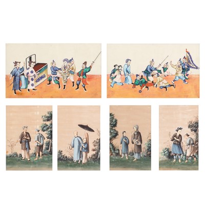 Lot 708 - Six Chinese 'figural' pith paper paintings, Chinese School, 19th century
