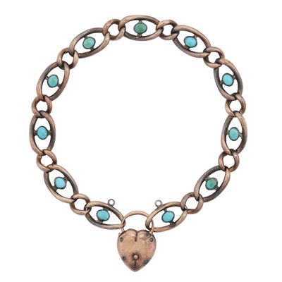 Lot 409 - A turquoise heart lock bracelet