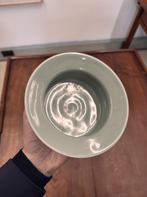 Lot 87 - A Chinese celadon-glazed washer, Qing dynasty
