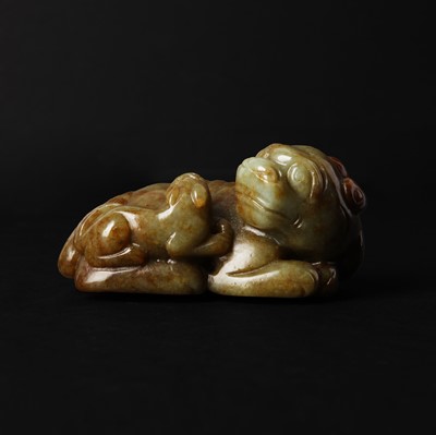 Lot 535 - A Chinese jade 'mythical beast' carving, 19th century