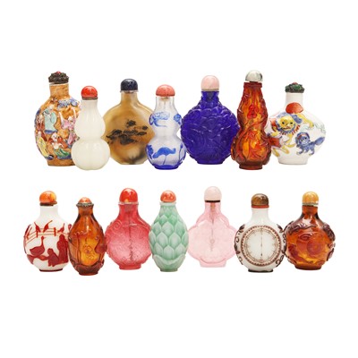 Lot 785 - A group of fourteen Chinese snuff bottles, 20th century