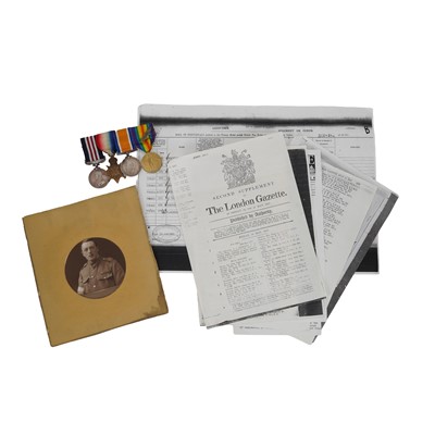 Lot 353 - A group of WW1 medals on bar