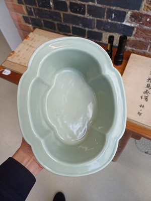 Lot 88 - A Chinese monochrome celadon-glazed washer, 20th century, Daoguang mark