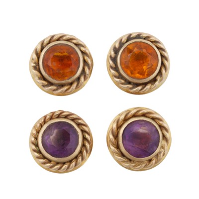 Lot 275 - Two pairs of gem-set stud earrings