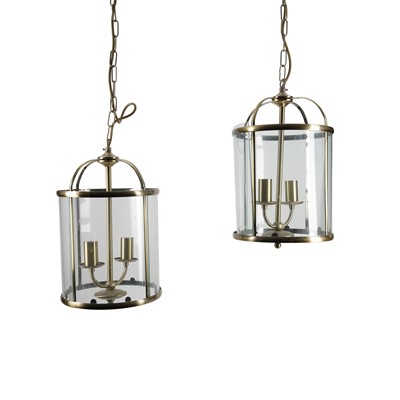 Lot 274 - A pair of brass hall lanterns, 20th century