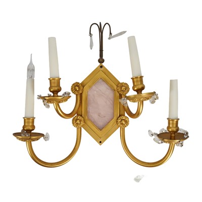 Lot 288 - A pair of gilt metal four light wall appliques, 20th century