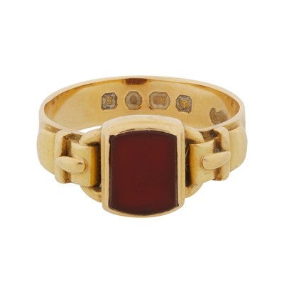 Lot 211 - A carnelian single stone ring