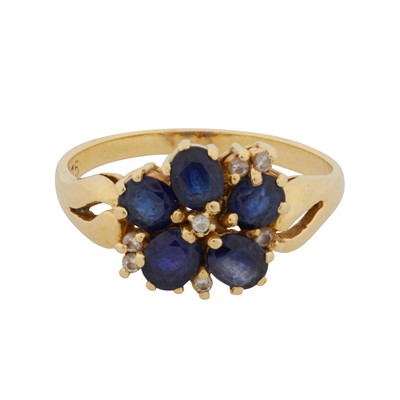 Lot 8 - A sapphire and diamond flower ring