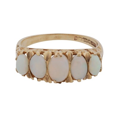 Lot 282 - A five-stone opal ring, circa 1978