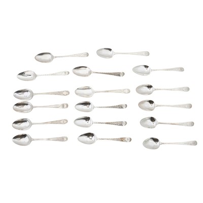Lot 635 - Three sets of George III sterling silver teaspoons