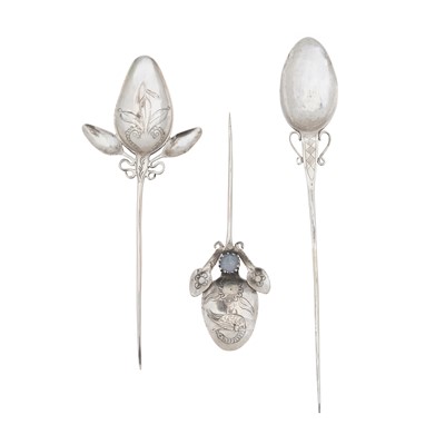 Lot 609 - Three Bolivian silver Tupo (pin spoons), 20th century