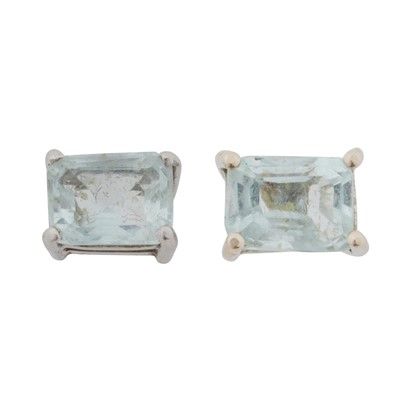 Lot 35 - A pair of aquamarine earrings