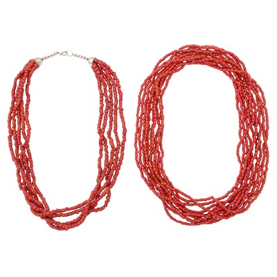 Lot 60 - A red coral necklace and strands