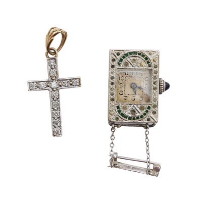 Lot 65 - A Diamond Cross & Pendant Watch