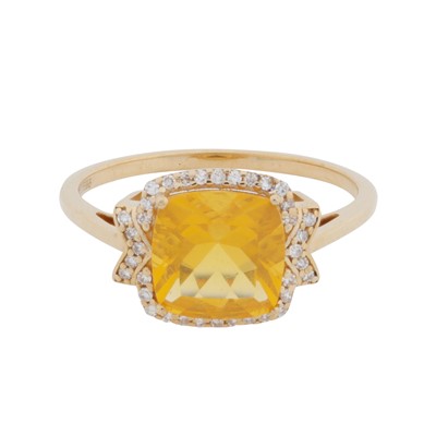 Lot 233 - A fire opal and diamond ring