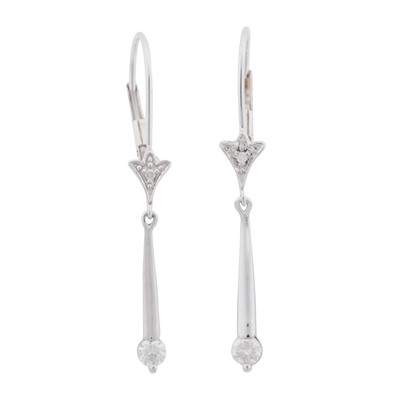 Lot 72 - A pair of diamond pendent earrings