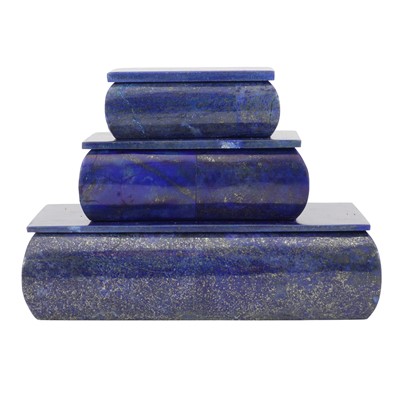 Lot 373 - A Graduated set of three Lapis Lazuli boxes and covers