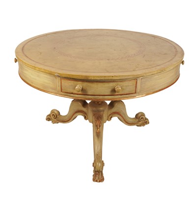 Lot 19 - A Victorian drum table, later decorated in the French taste