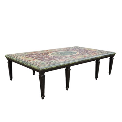 Lot 54 - An Italian pietra dura style and ebonised coffee table