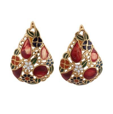 Lot 257 - A pair of enamel earrings