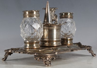 Lot 15 - An early Victorian silver standish, of rococo...