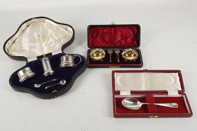 Lot 334 - A cased sterling silver, 3 piece cruet set,...