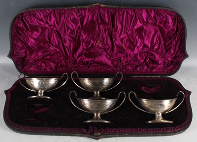 Lot 17 - A set of four Victorian silver salts, of oval...