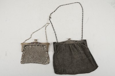 Lot 311 - Two white metal ladies mesh bags, one marked...