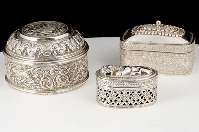 Lot 316 - Three Vintage Indian Silver boxes in different...