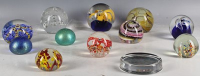 Lot 261 - Twelve paperweights inc. millefiori, heron...