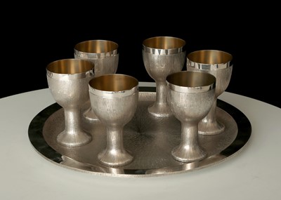 Lot 334 - Set of six Modernist Sterling Silver sherry /...