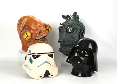 Lot 428 - 1997, Two latex and perspex masks, Greedo and...