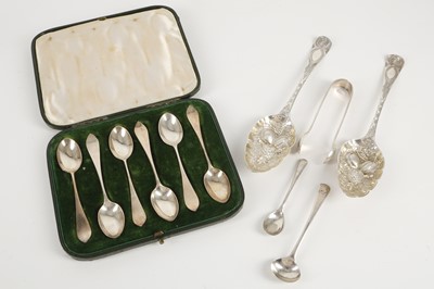 Lot 465 - A pair of Georgian silver berry spoons, a...