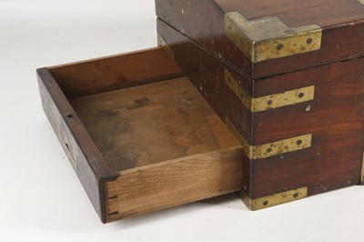 Lot 521 - A 19th century campaign writing box, brass...