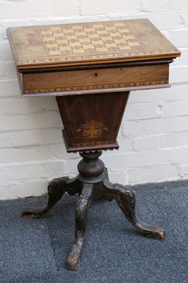 Lot 821 - Games table, walnut with marquetry multi-wood...