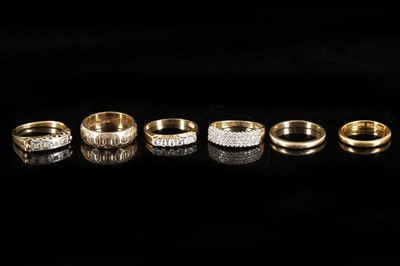 Lot 625 - Six various gold rings to include a 22ct gold...