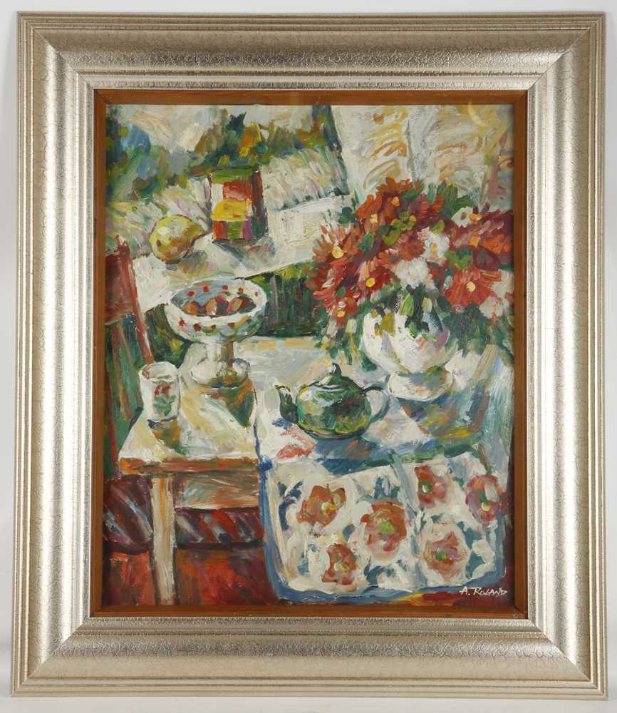 Lot 550 - An oil painting, still life, flowers in a vase...