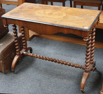 Lot 811 - A Victorian side table, walnut, floral inlay,...