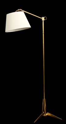 Lot 223 - A FRENCH 1950s BRASS FLOOR LAMP, with...