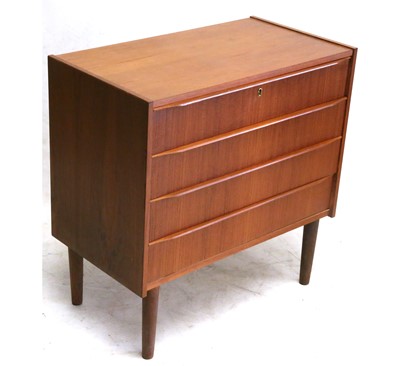 Lot 214 - A 1960s DANISH TEAK CHEST OF DRAWERS, four...