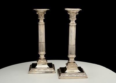 Lot 117 - Pair of Antique German 800 Silver candlesticks,...